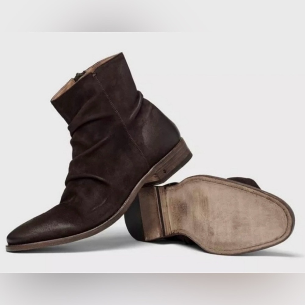 John Varvatos Men’s Morrison Sharpei Dark Brown Lamb Leather Boots Size 9.5